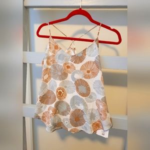 Manuhealii, Top, Spaghetti Strap, NWT, XS, Orange/Grey/White, Casual
